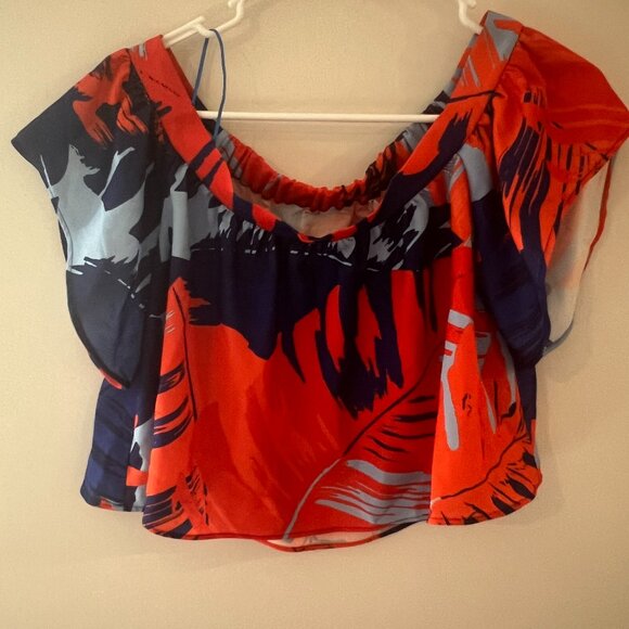 NWT Nicholas Off-Shoulder Tropical Print Crop Top size 4 - Picture 4 of 12